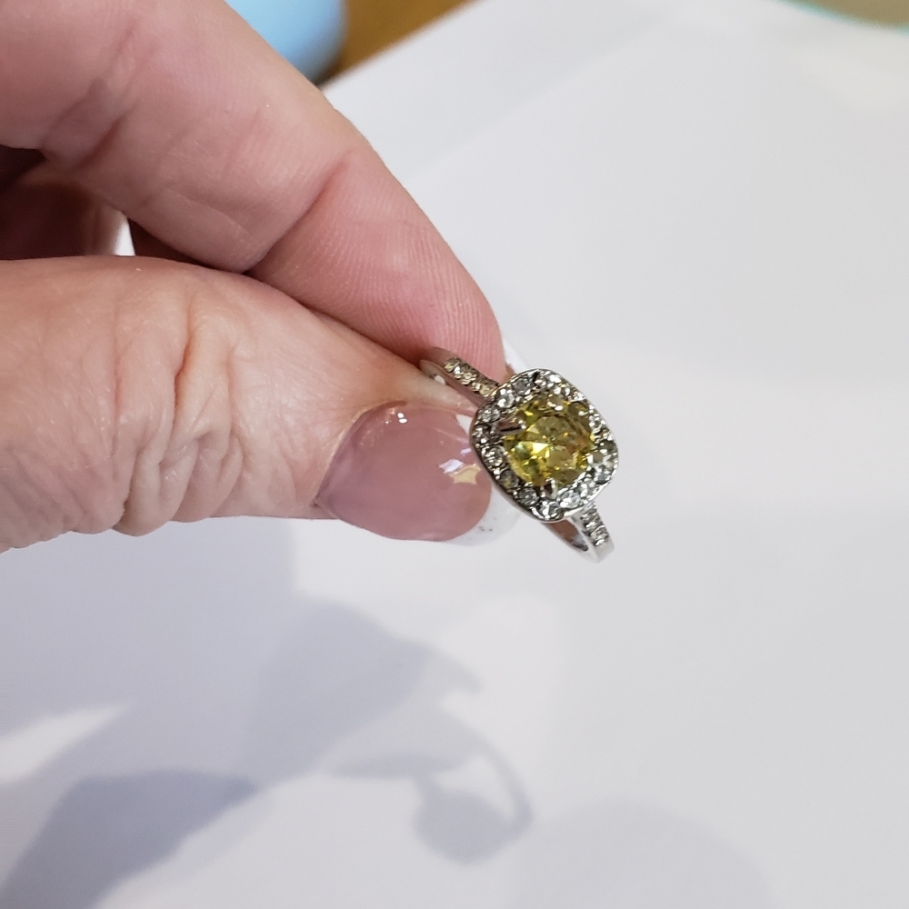 Citrine gemstone, CZ Rhinestone, Fashion RIng - Picture 10 of 16